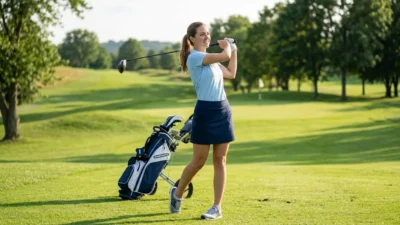 pretty girl plying golf